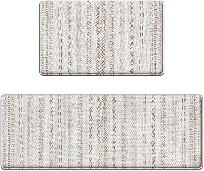 Arttown Boho Anti Fatigue Mats for Kitchen Floor, Moroccan Kitchen Mats Cushioned Anti Fatigue Rug, Waterproof Non-Slip Washable Kitchen Rugs - Brown