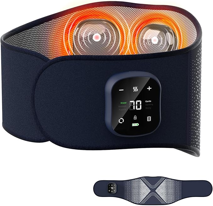 Lower Back Massager, Cordless Heating Pad for Back Pain Relief, with Advanced 3 Airbags Massage, 3 Vibration, 6 Heating Levels, Gifts for Women Men Mom Dad