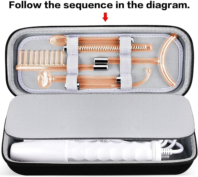 Case Compatible with Houzzi/for NuDerma/for Signstek/for APREUTY/for FAZJEUNE/for NewWay Professional Clinical Portable Handheld High Frequency Skin Wand Machine, 6 Neon & Argon Wands (Only Box)