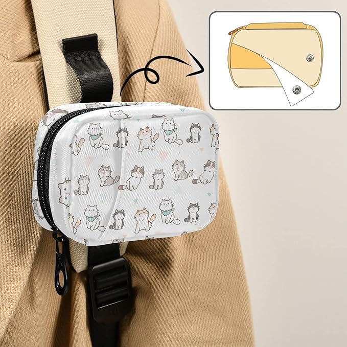 Pill Box Cute Cat 7 Day Pill Case Travel Pill Organizer Bag with Zipper Portable Weekly Vitamin Medicine Supplement Holder Pouch Bag