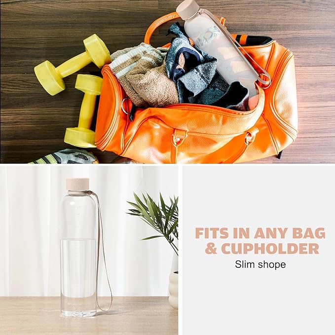1 Pcs Slim Water Bottle 32oz, 1L Motivational Tracking Reminder Water Bottle-lightweight & Shatterproof and Stainless Steel Lid & Bamboo Straw Lid, for Travel Sports School Gym(Clear)