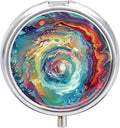 Colorful Abstract Swirls Pill Box Travel Pill Case for Purse Pocket Weekly Medicine Organizer with Mirror 3 Compartment Round Medicine Case Portable PillcaseHolder for Daily