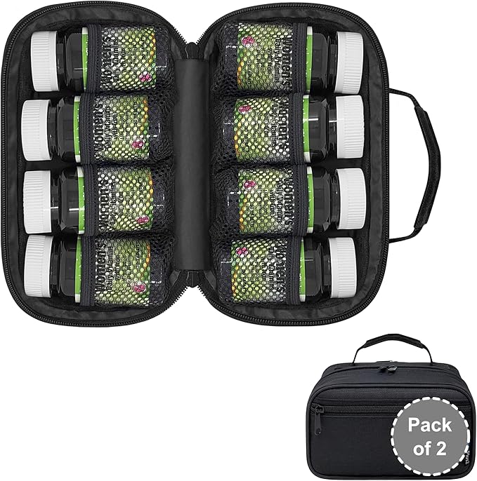 Pack of 2 - Small Pill Bottle Organizer for Travel, Medicine Bag, Carrier for Prescription Medications