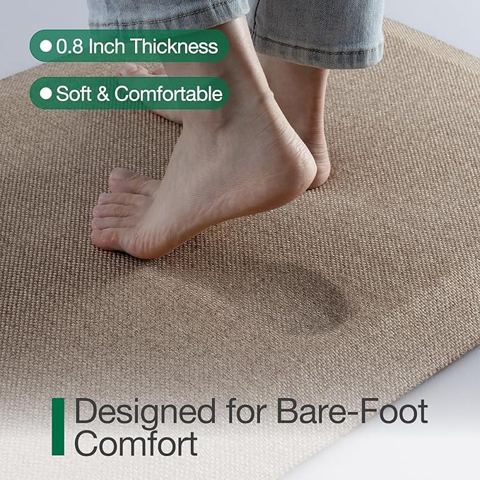 LUMI Anti Fatigue Cushioned Comfort Mats for Standing, 3/4 Thick Ergonomic Mats for Desk Office, Non-Slip, Ultra Soft, Memory Foam Rugs for Home, Kitchen, Laundry, 20"x48", Beige