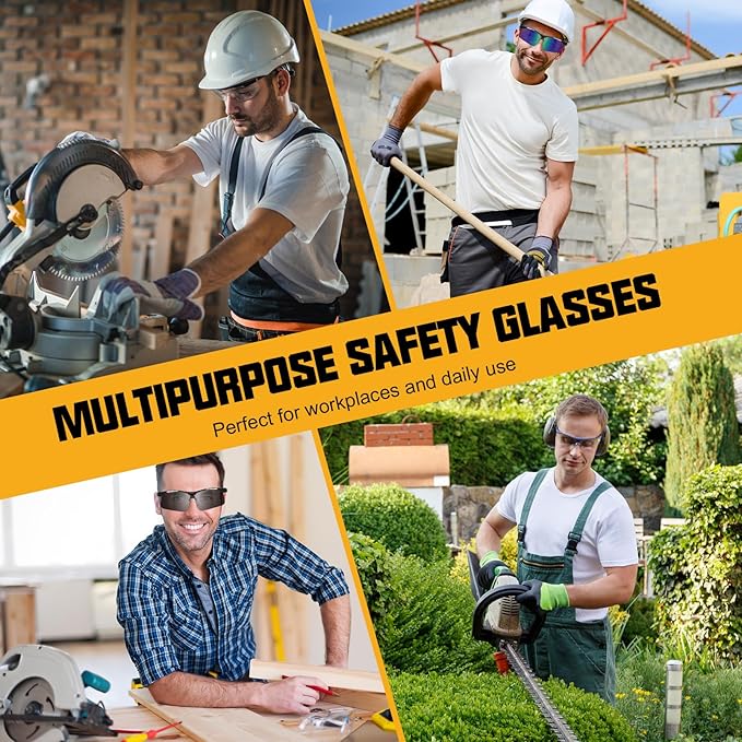 OXG 12 Pack Anti Fog Safety Glasses for Men, ANSI Z87.1 Safety Goggles Impact Scratch Resistant Eye Protection for Work