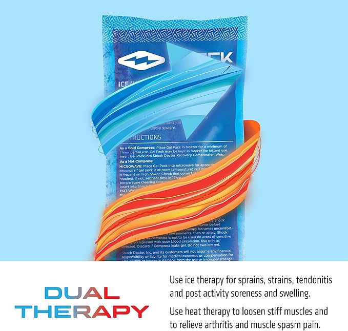 Shock Doctor Ice Recovery Compression Wrap (Pack of 3), Black, One Size
