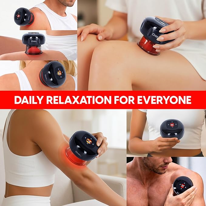 CopperRed™ by Copper Compression Cupping Massager. Red Light Therapy + Heat + Suction for Muscle Comfort, Joint Support, Circulation, Wellness, Pain & Relief. Multifunction, Adjustable & Rechargeable
