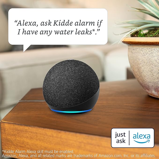 Kidde WiFi Water Leak Detector & Freeze Alarm, Alexa Device, Smart Leak Detector for Homes with App Alerts,White
