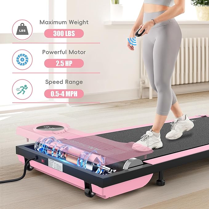 ANCHEER Under Desk Treadmill, Walking Pad Treadmill with Incline, 2.5HP Portable Treadmills for Home 300 lb Capacity, Smart APP Control Jogging Machine with Remote Control, Installation-Free