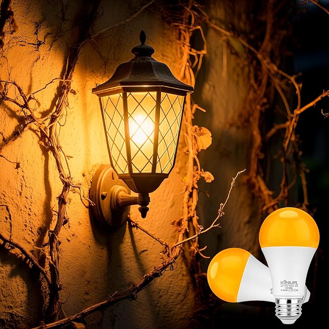 KINUR Amber Sleep Light Bulbs 1800K with Remote Control, Blue Light Blocking A19, 9W for Sleep,Bedroom (2Packs)
