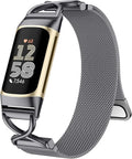 JKD X-Shape Metal Band Compatible with Fitbit Charge 6/ Charge 5 Bands for Women Men, Soft Stainless Steel Mesh Loop Strap Bracelet Wrist Band Replacement for Fitbit Charge 5/ Charge 6 Fitness Tracker