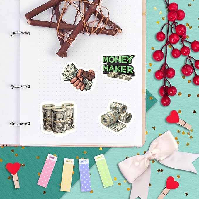 100Pcs Money Stickers for Planner for Adults, for Water Bottle - Money Sign, Symbol Stickers, Party Supplies- Gift for Women & Men