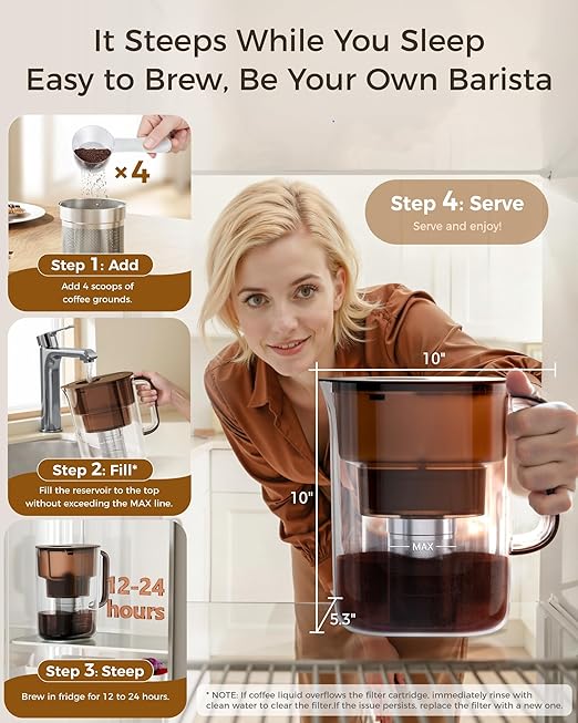 Waterdrop Magnesium Replacement Filters for Waterdrop Coffee Pitcher, Reduces Chlorine, Odors, Well-Balanced Acidity, Unlocks Flavor and Aroma, Last Up to 2 Months or 100 Gallons (3 Packs)