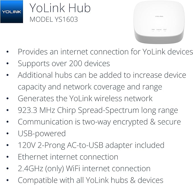 YoLink LoRa Smart Vibration Sensor & Hub Starter Kit: Hub & Smart Shock, Glass Break, Tamper, Movement Detector, Generator Running, Email/SMS/Push Alerts, 1/4 Mile Open Air Range, Alexa, IFTTT
