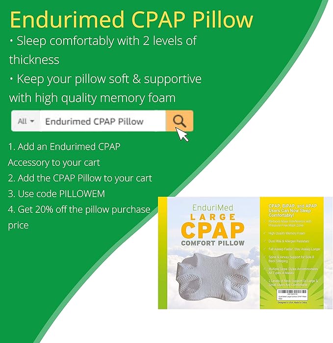 Pillow Case for Use with Endurimed CPAP Comfort Pillow - Cooling Fabric, White - Breathable and Cooling for Comfortable Sleep
