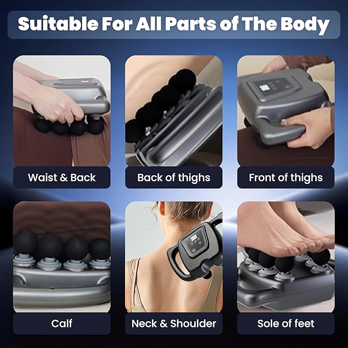 24-Head Massage Gun Deep Tissue, with 9 Modes & 99 Intensities, Quiet Rechargeable Handheld Back Massager for Pain Relief, Full Body Percussion Massager for Neck, Legs, Waist & Back (Gray)