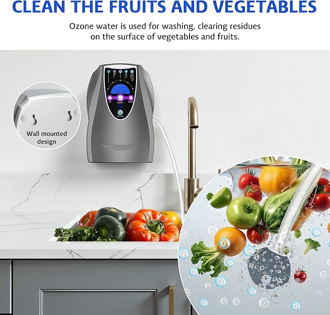 Ozone Machine, 1000mg/h Multipurpose Ozone Machine for Air, Water, Fruits, Vegetables Cleaner Device in Water - Dark Gray