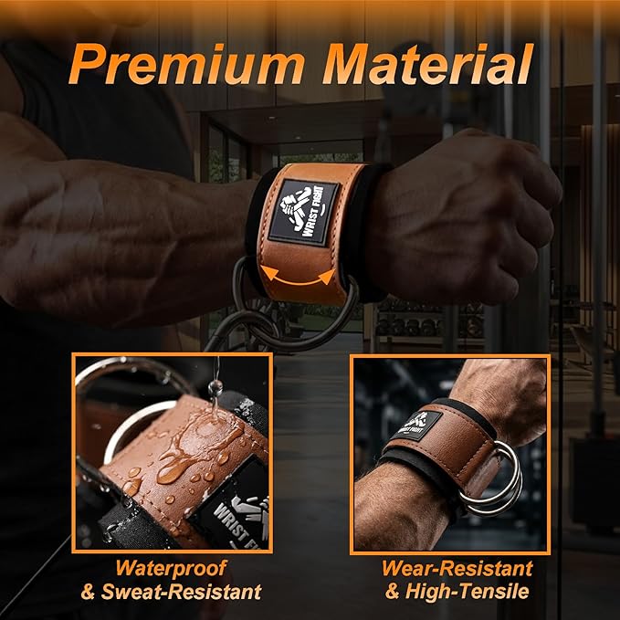 Wrist Cuffs with Dual D-Rings – Secure & Comfortable Support for Cable Machine Workouts, Lateral Raises, Arm Strength Training, and Triceps Exercises