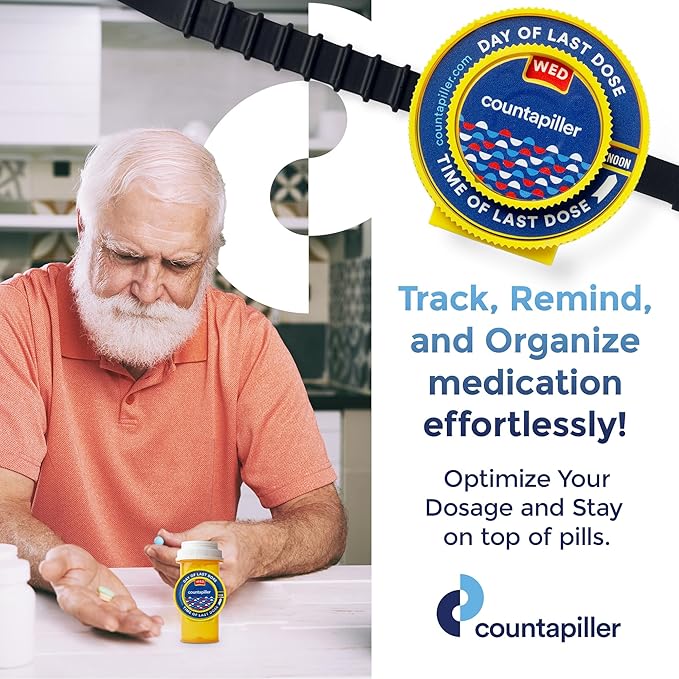 Dosage Time Tracker - Medication Intake Management - Medication Organizer Reminder - AM/PM - Dosage Reminder in Daily and Hourly - Pill Tracker - Made in Texas (Yellow)
