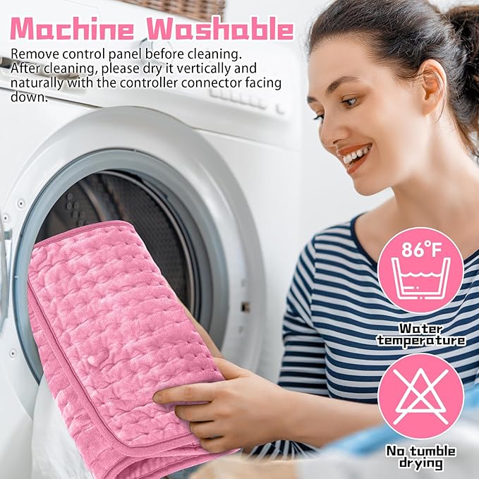 【2025 Upgrade】 Heating Pad for Neck Back Cramps Pain Fast-Heating Heating Pads Offer Softer Machine Washable Fabric with Heat Settings & Timer Easy to Operate,Moist Heat & Auto Shut of (Pink)