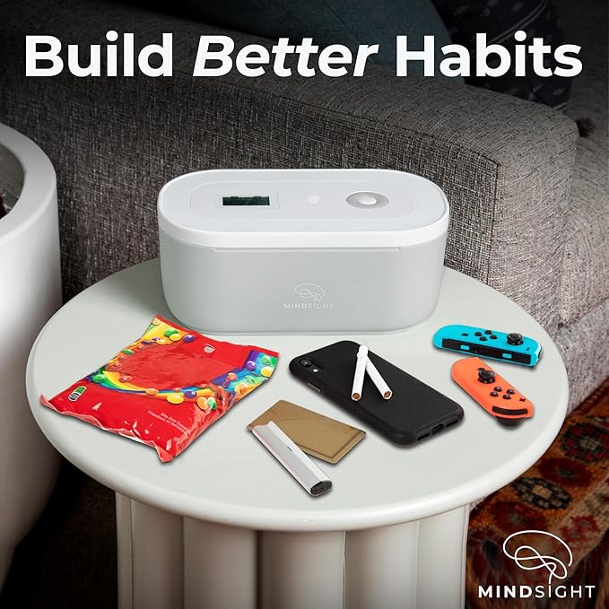 Mindsight Timed Lock Box | Unplug from Phones, Video Games, Social Media, Snacks & Cravings | 3 Modes based on Willpower | Easy to Use | Out of Sight ~ Out of Mind | Boost Your Mental Wellness