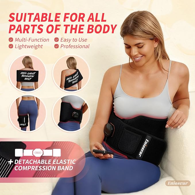 Red Light Therapy Belt, 7500mAh Cordless Infrared Light Therapy for Body, 3-in-1 660nm&850nm, with Elastic Band & Storage Bag