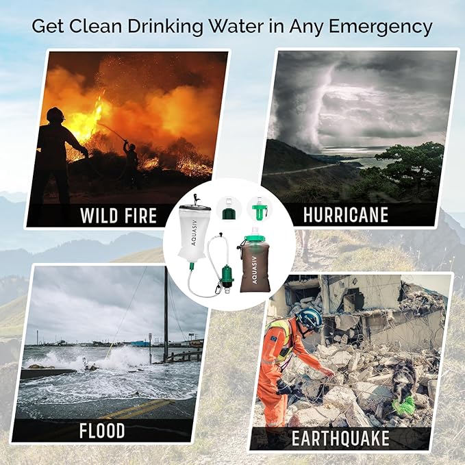 Gravity Water Filter Kit - HFM Carbon & Pre Filter, Portable Squeeze Pouch - Reliable Camping & Hiking
