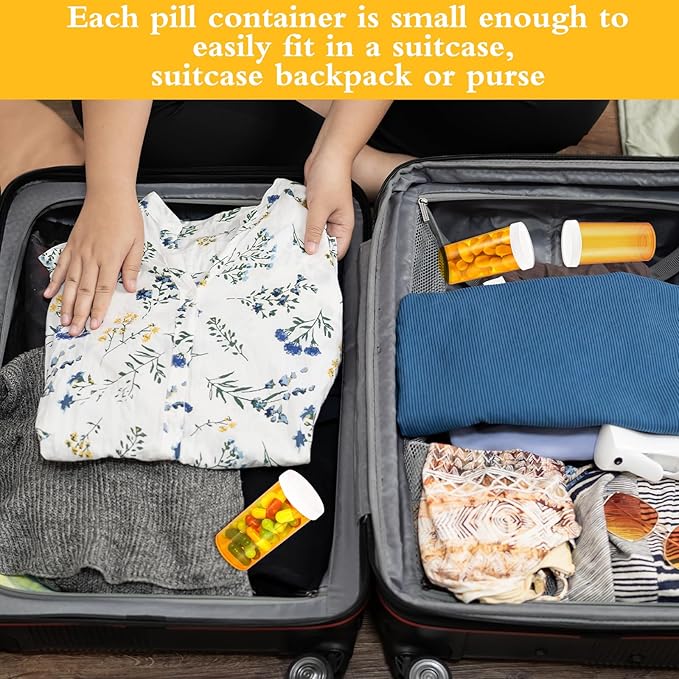 Empty Pill Bottles with Caps, Small Medicines Bottle Plastic Vials Easy Open Medication Vials Containers Clear Travel Pill Cases Organizers (13 Dram, 9 Pcs)