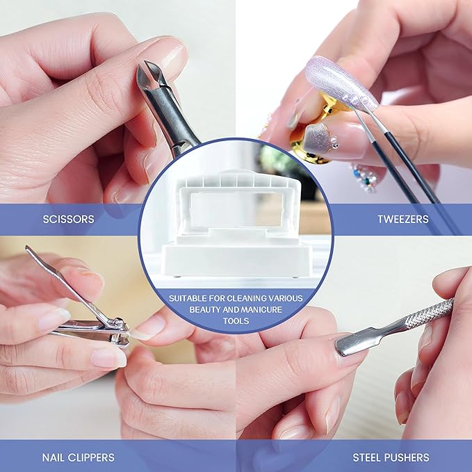 Nail Tools Cleaner Box for Makeup Nail Art Tool Tweezer Eyelash Nail Manicure Hari Salon Tattoo Tools Cleaning