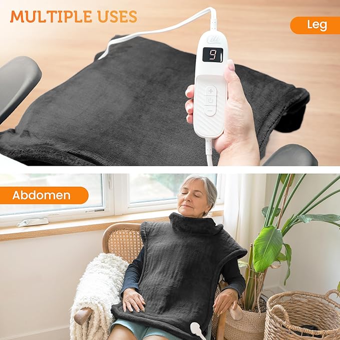 CILI Heating Pad for Back Pain Relief, 24"x36" Large Heating Pad for Neck and Shoulders Back, Electric Heat Pad with 10 Heat Settings, Back Heated Wrap, ETL Certified, Christmas Gifts for Women Men