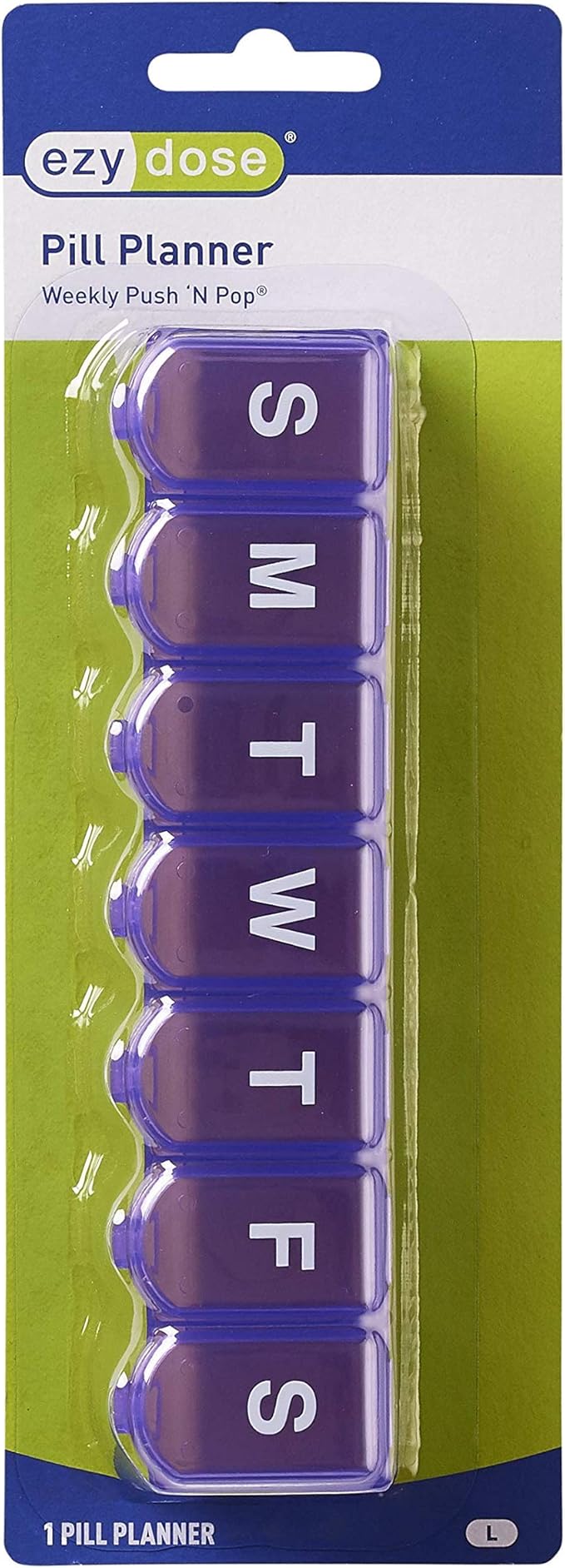 EZY DOSE Weekly (7-Day) Pill Case, Medicine Planner, Vitamin Organizer Box, Large Push N' Pop Open Compartments, Convenient and Easy to Use, Color May Vary, BPA Free