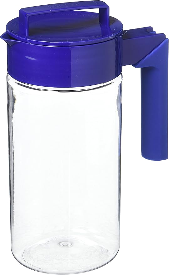 Takeya Airtight Pitcher - Durable BPA-Free Eastman Tritan Odor/Stain-Resistant Leakproof Lid for Iced Tea/Water Easy-Grip Silicone Handle Spill-Free Spout Fridge-Friendly Made in USA 1 Quart/Blueberry