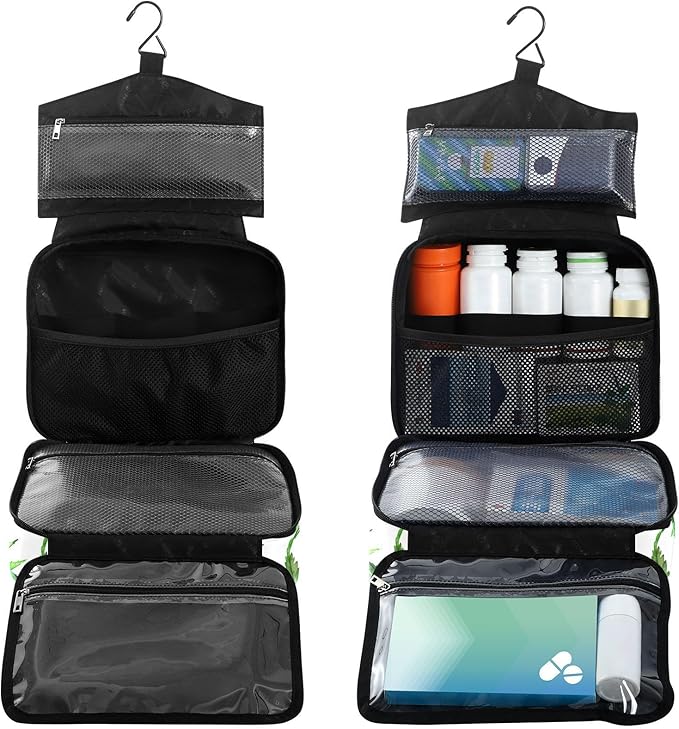 Fustylead Watercolor Green Marijuana Leaves Empty Travel First Aid Bag Large Home Medication Bag with Zipper for Pills,Vitamin,Fish Oil,Supplements for Women and Men