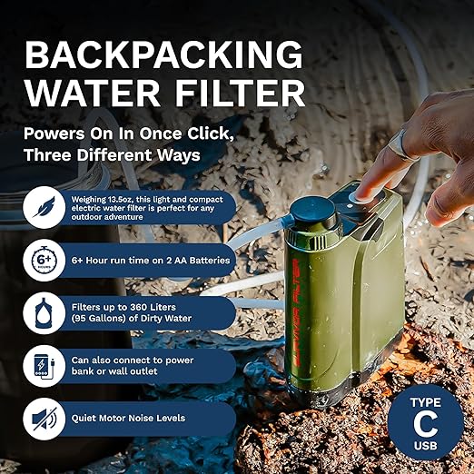 Survivor Filter PRO X - Electric Portable Camping Water Filter - Filters Bacteria, Parasite, Viral (Pack of 2)