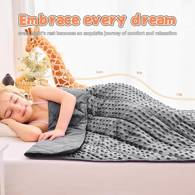 Grey Weighted Blanket Kids 10lbs, 40"x60", Breathable Cooling Minky Heavy Throw Blanket for 80-120lbs, Soft Winter Thick Big Blankets Weighted Comforter Gift for Sleeping