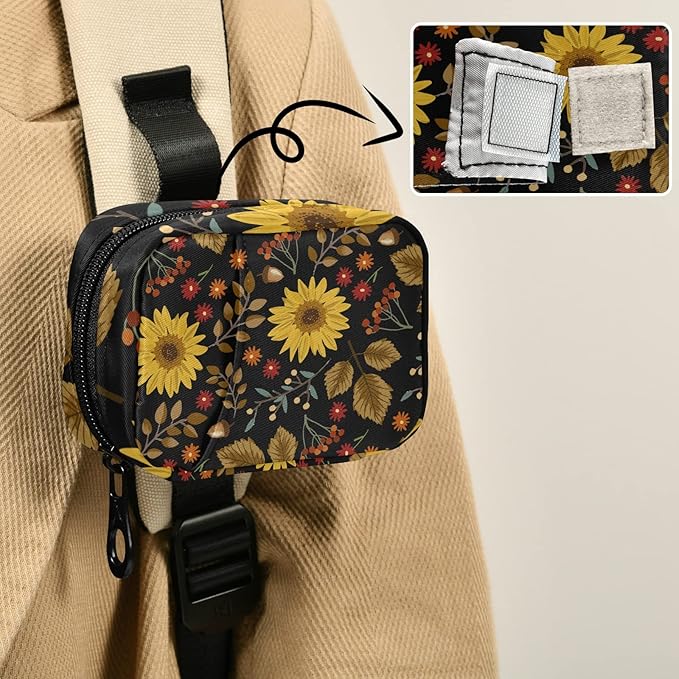 xigua Sunflower Pill Case 7-Day Travel Pill Organizer Box with Zipper Closure for Vitamins, Medication and Supplements