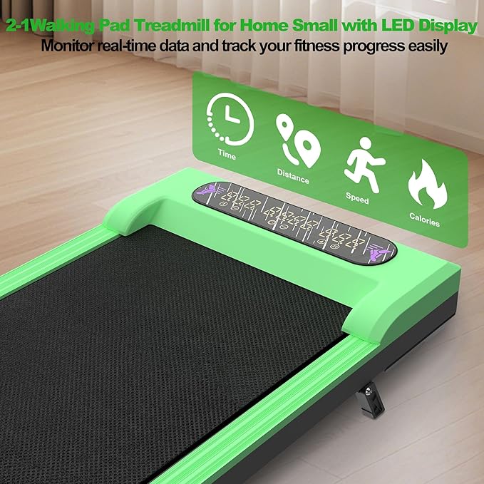 2 in 1 Foldable Walking Pad with Incline and Handle Bar, Compact Under Desk Treadmill with LED Display & Remote Control, Portable Treadmills for Home Office Small Spaces, 265 LBS Capacity