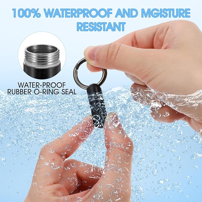 Small Pill Case Keychain Tiny Portable Pill Carabiner Clip Holder Bottle Micro Waterproof Metal Container Mini Emergency Medicine Organizer for Outdoor Camping Travel Purse Pocket(Black)