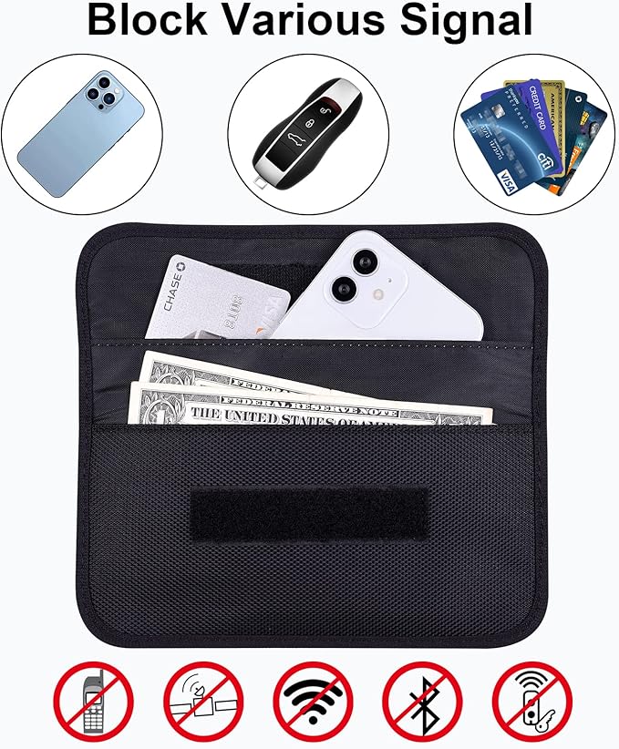 Wisdompro Faraday Bag, RFID Signal Blocking Bag Shielding Pouch Wallet Case for Cell Phone Privacy Protection and Car Key FOB