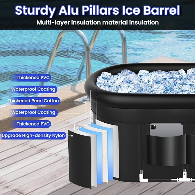 Ice Bath Tub for Adults Fitness People Athletes, Upgrade XL 140 Gal Oval Portable Cold Plunge Tub,Indoor and outdoor gyms for cold water therapy and recovery