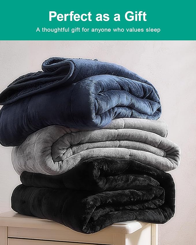 Super Fuzzy Soft Sherpa Fleece Weighted Blanket, 15 lbs Dual Sided Fluffy Heavy Weighted Blankets for Adults - No Bunching with Double Layers of Soft Inner Lining (60"x 80", 15 Pounds)
