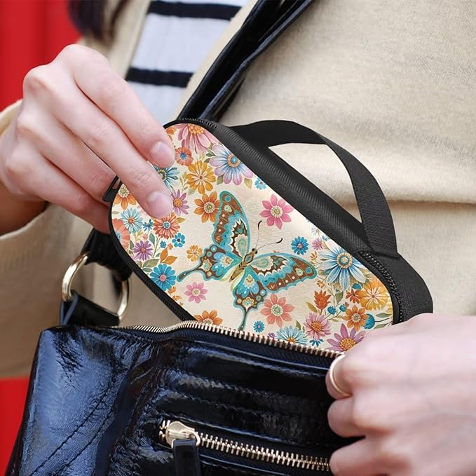 Butterfly Boho Flowers Insulin Cooler Travel Case Diabetic Insulated Organizer Lightweight Cooling Travel Bag for Insulin Pen and Medication Diabetic Supplies