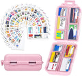 Large Pill Box with 189 Medicine Labels - Pill Organizer with Stickers, Medication Travel Case (Pink, 1 Pack)