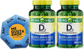 Vitamin D3 25mcg, 1,000 IU, 450 Count Softgels Spring Valley Bundle with Pill Organizer and Me Gustas Sticker Pack of 02