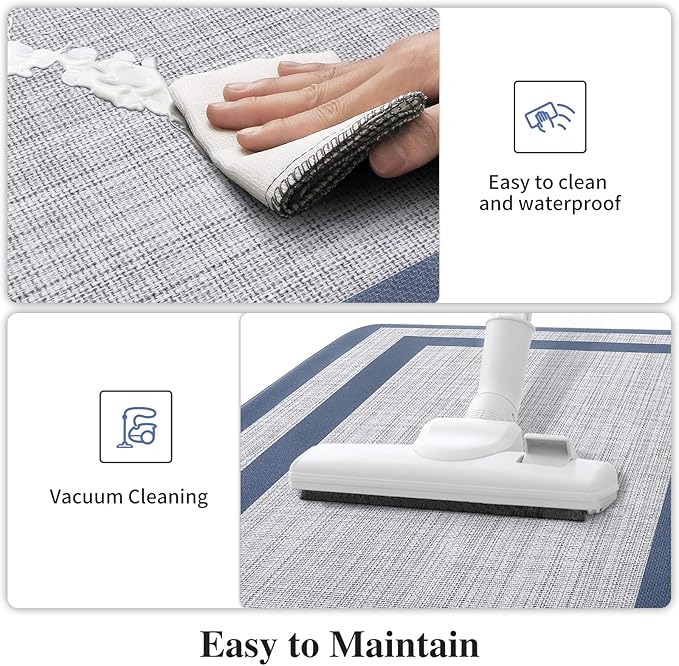 Mattitude Kitchen Mats Set of 2,Cushioned Anti-Fatigue Non-Skid Rug Sets Ergonomic Comfort Standing Mat for Kitchen, Floor, Office, Sink, Laundry, Blue and Gray