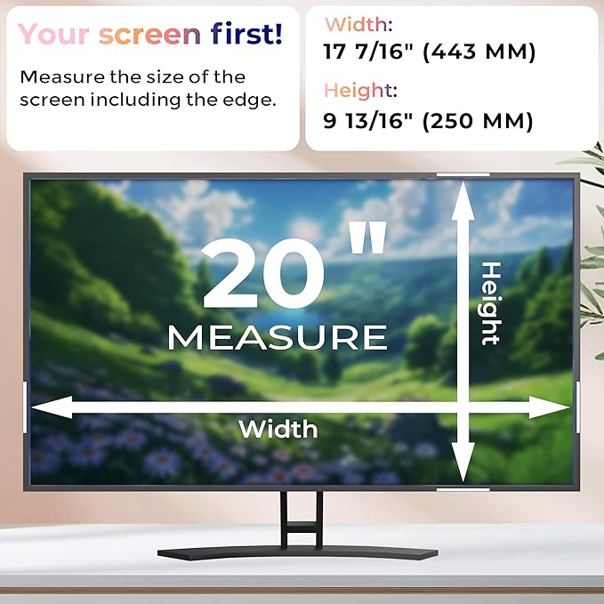 [2 Pack] 20 Inch Computer Privacy Screen Filter for Monitor 16:9 Aspect Ratio, Eye Protection Anti Blue Light Privacy Shield and Anti-Glare Protector, 20inch Removable Anti-Scratch 20in Protector Film