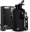 H2O Capsule 2.2L Half Gallon Water Bottle with Storage Sleeve and Covered Straw Lid – BPA Free Large Reusable Drink Container with Handle - Big Sports Jug, 2.2 Liter (74 Ounce)