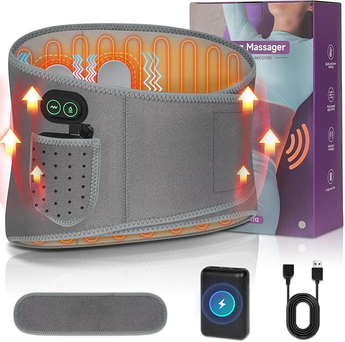 Heating Pad for Back Pain Relief,60” Large Cordless Heating Pad for Cramps with 3 Heat 3 Vibration, 8000mAh Portable Lower Back Massager Supply Extension Belt, Gifts for Women Men Seniors Mom Dad