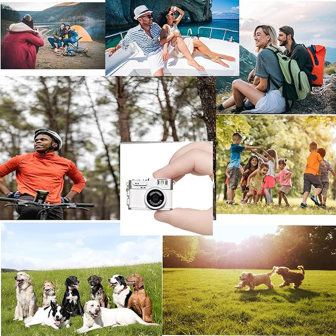 Mini Digital Camera, Retro Camera, 1080P Tiny Keychain Camera with 32GB Card, Small Nostalgia Pocket Video Recorder Photo for Travel Hiking Recording(White)