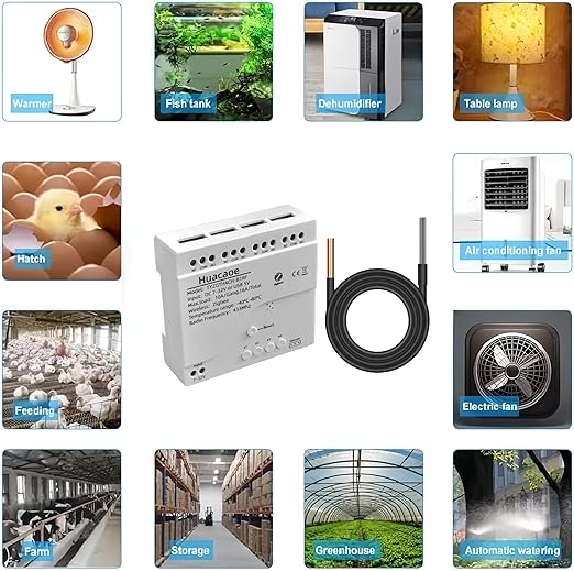 Zigbee 4CH Temperature Monitoring Switch,12V Dry Contact Smart Relay Module,Tuya App Remote Control,with Waterproof Sensor Probe(Tuya Zigbee hub needed)